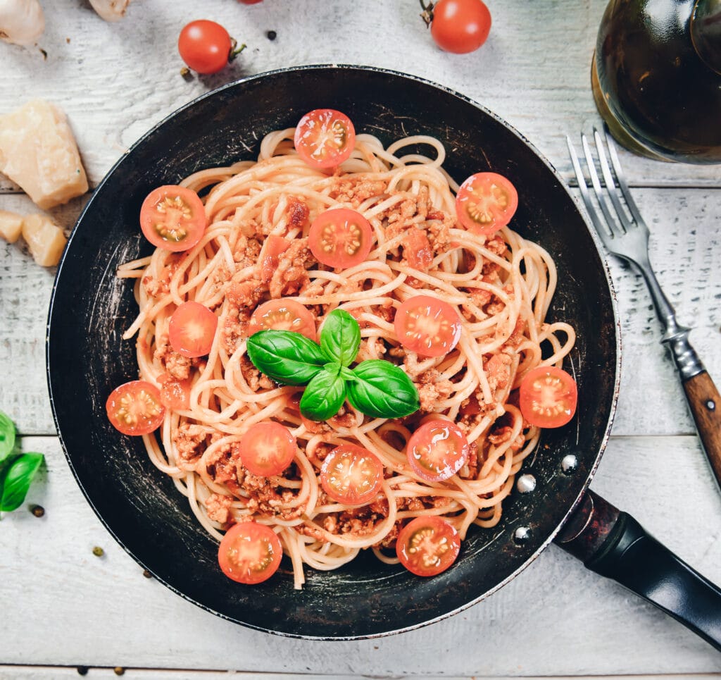 Hackfleisch-Gewürze: dieses Bild zeigt eine Spaghetti Bolognese